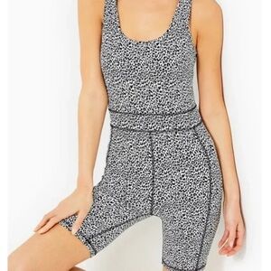 Lilly Pulitzer Black & White Leopard Print Tank Romper